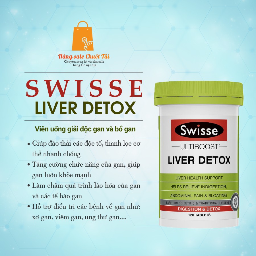 [Hàng Úc- đủ bill] Viên uống thải độc gan Swisse Ultiboost Liver Detox 120 viên