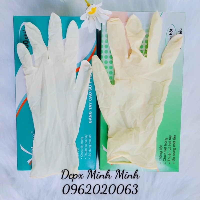 Găng Tay Y Tế Vglove Màu Trắng Có bột, Không Bột Hộp 100 cái