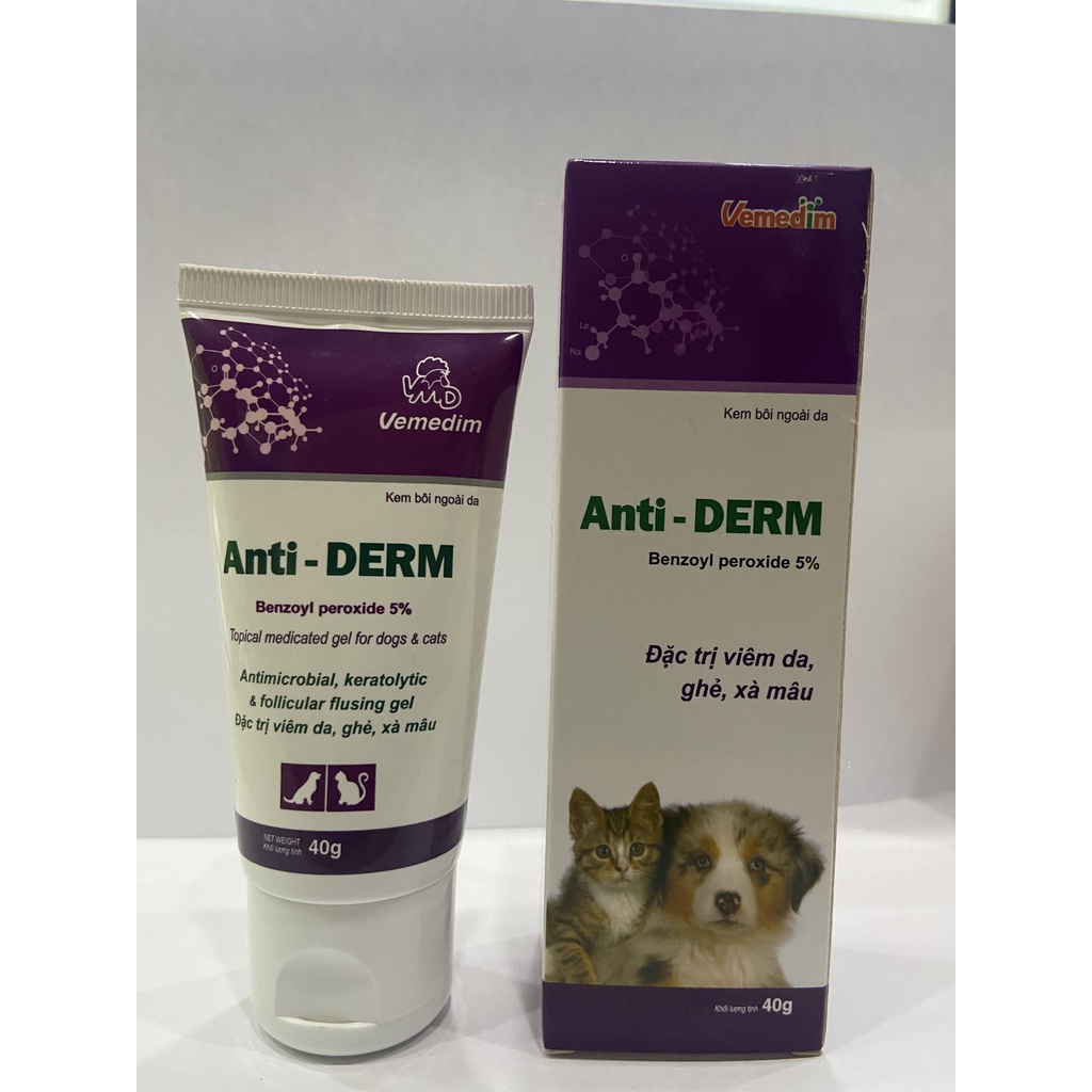 Thuốc Bôi Trị Ghẻ, Viêm Da, Xà Mâu Cho Chó Mèo, Thuốc Bôi Vemedim Anti-Derm Tuýp 40g