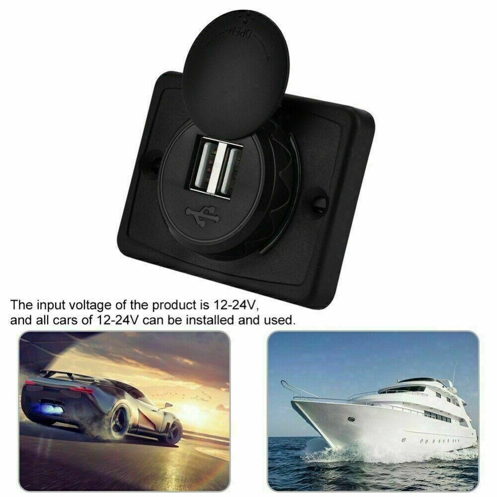 WTTLE Ổ CắM SạC USB KéP ChốNg NướC Cho Xe Hơi
