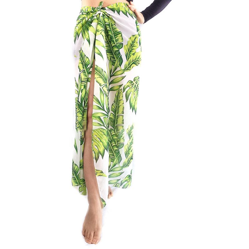 Khăn Choàng Chiffon Dài In Họa Tiết Lá Dừa Nhiệt Đới Nhiều Màu Sắc Thời Trang Mùa Hè Cho Nữ
