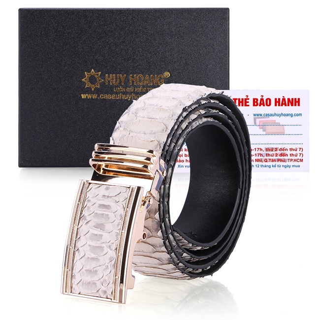 Thắt lưng nam da trăn Huy Hoàng vip 3,5P màu da nguyên thủy, đen, trắng, nâu HP4321-22-25-43