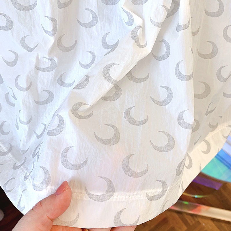 Áo Khoác Dáng Rộng In Họa Tiết Mặt Trăng Phong Cách Hàn Quốc Thời Trang Xuân Hè Xinh Xắn Cho