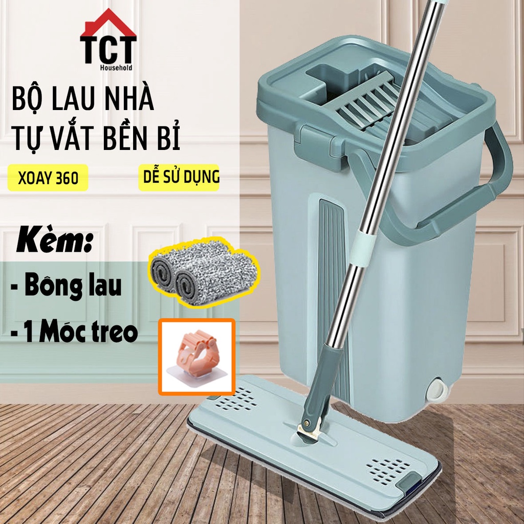 Bộ Cây Lau Nhà Tự Vắt Thông Minh 360, Thùng Lau Nhà Bền Bỉ TCTHouseHold Hàng chất lượng cao