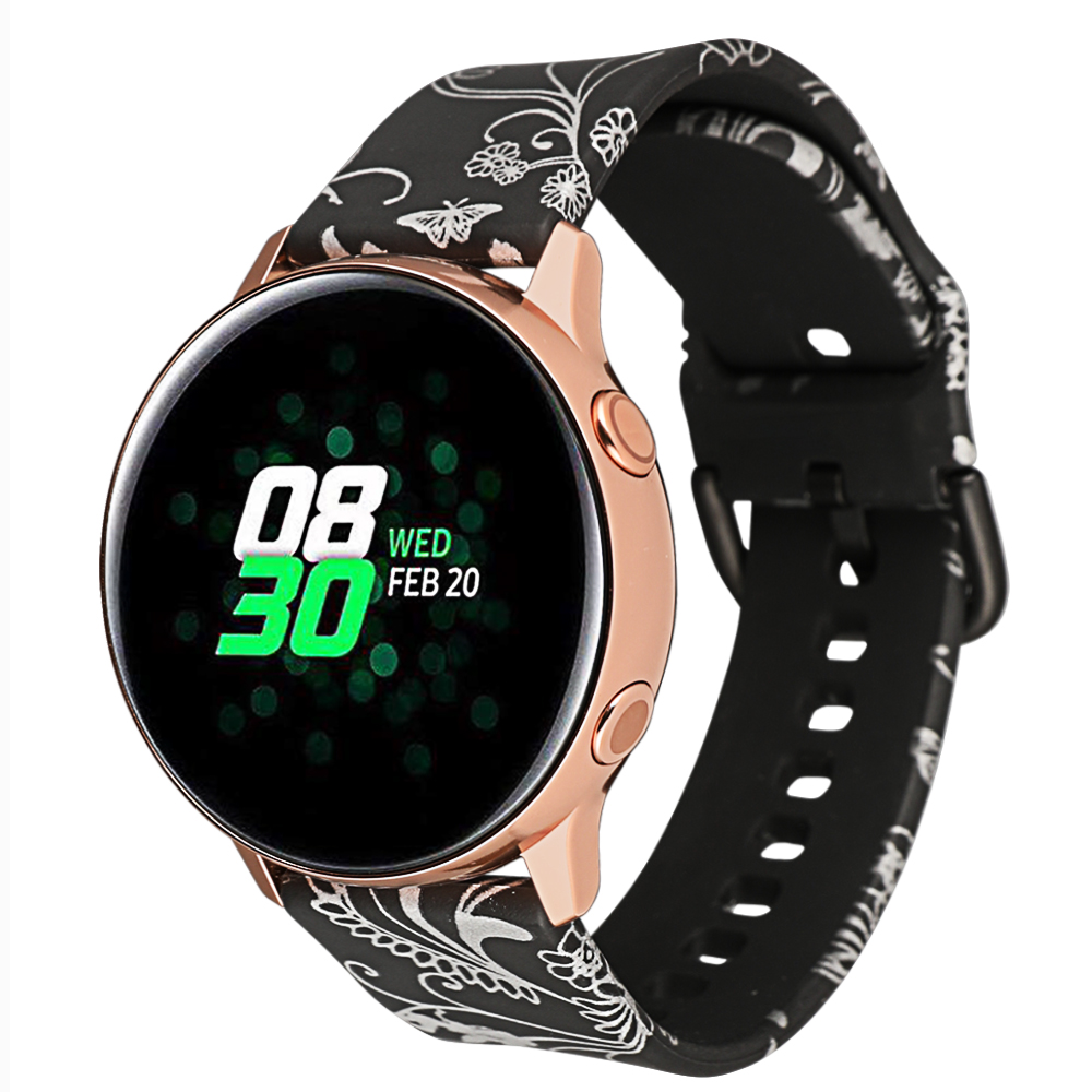 Dây Đeo Silicon Họa Tiết Hoa Cho Đồng Hồ Thông Minh Samsung Galaxy Watch Active 2 42mm 20mm