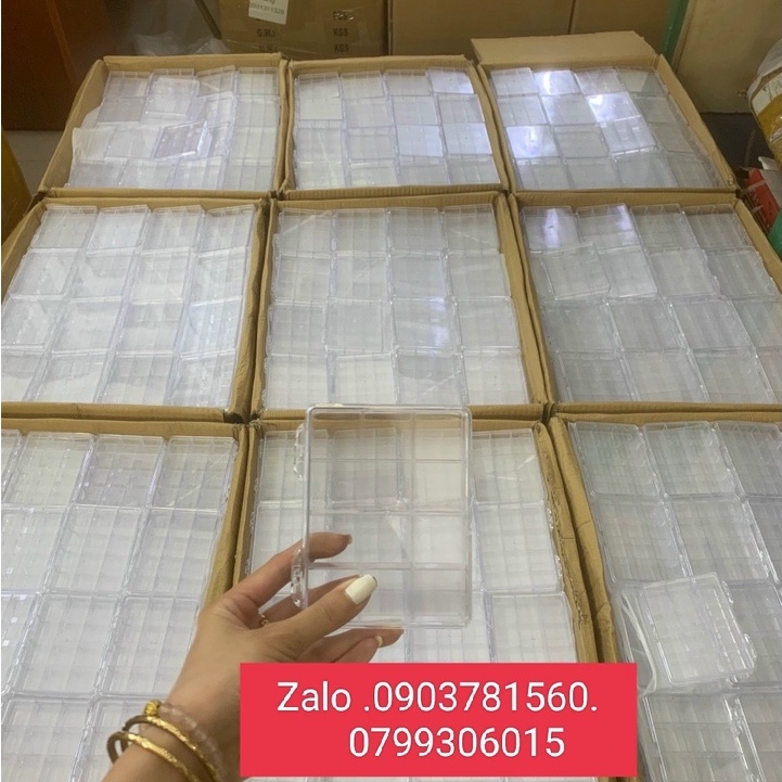 Hộp nhựa - Hộp Mica đựng charm đá - Phụ kiện làm móng 12 Ô