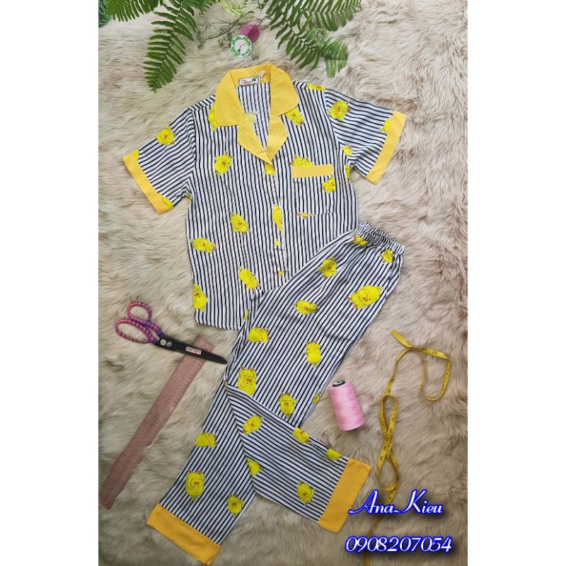 Bộ Pijama quần dài vải tôn hiệu Clover