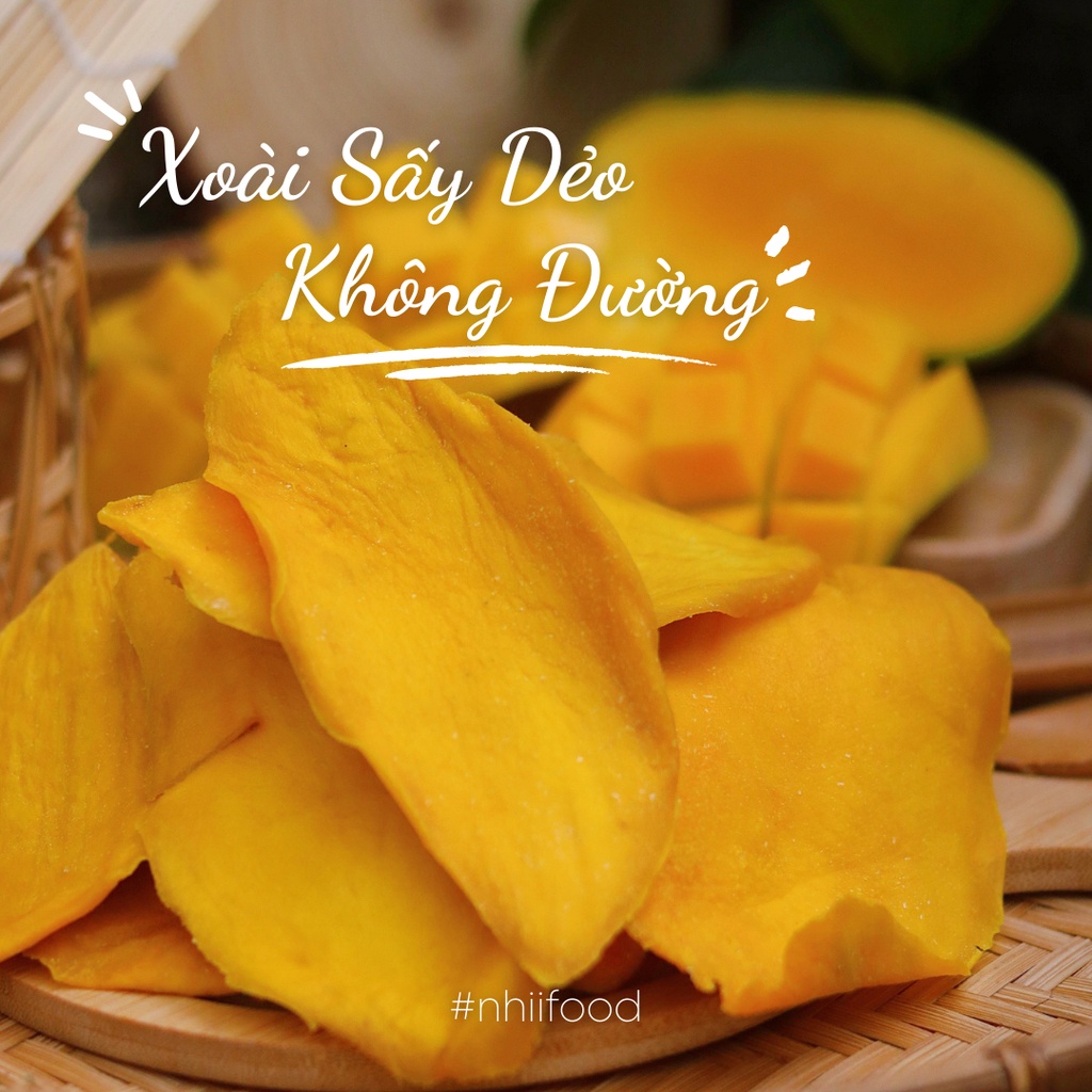 Xoài sấy dẻo không đường loại 1, Xoài sấy muối ớt hũ 500gr NHII FOOD thực phẩm sạch nhà làm
