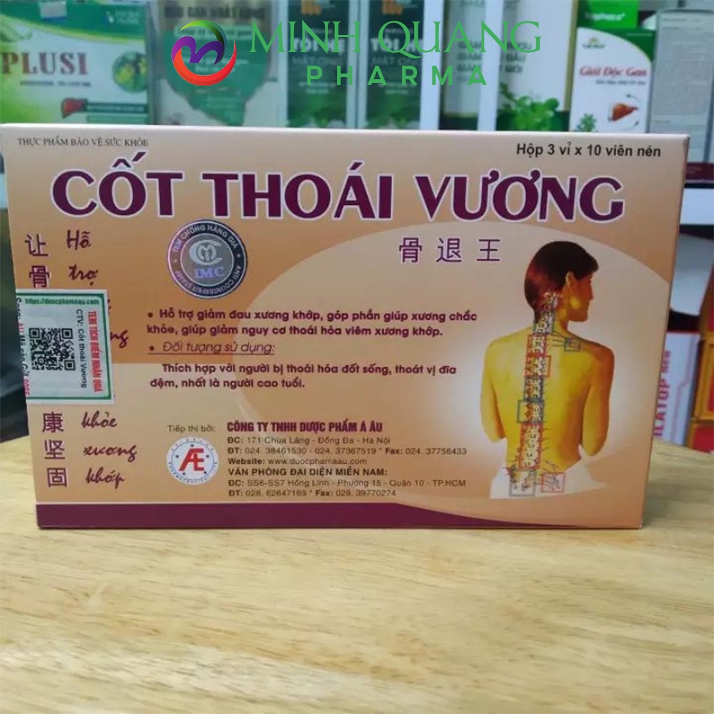 Viên uống CỐT THOÁI VƯƠNG hỗ trợ điều trị thoái hóa đốt sống, thoát vị đĩa đệm, giảm đau nhức xương khớp hộp 30 viên