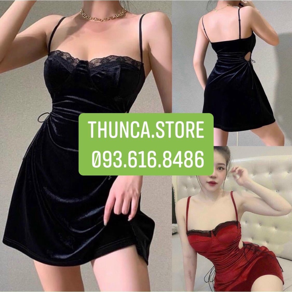 Váy Body Khoét Eo, đầm nhung cut-out cúp ren thiết kế hở lưng quyến rũ thời trang nữ D119