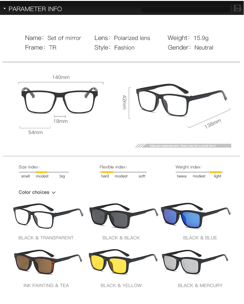 Kính Mát Phân Cực Gọng Nam Châm 6 Trong 1 + 1 | BigBuy360 - bigbuy360.vn