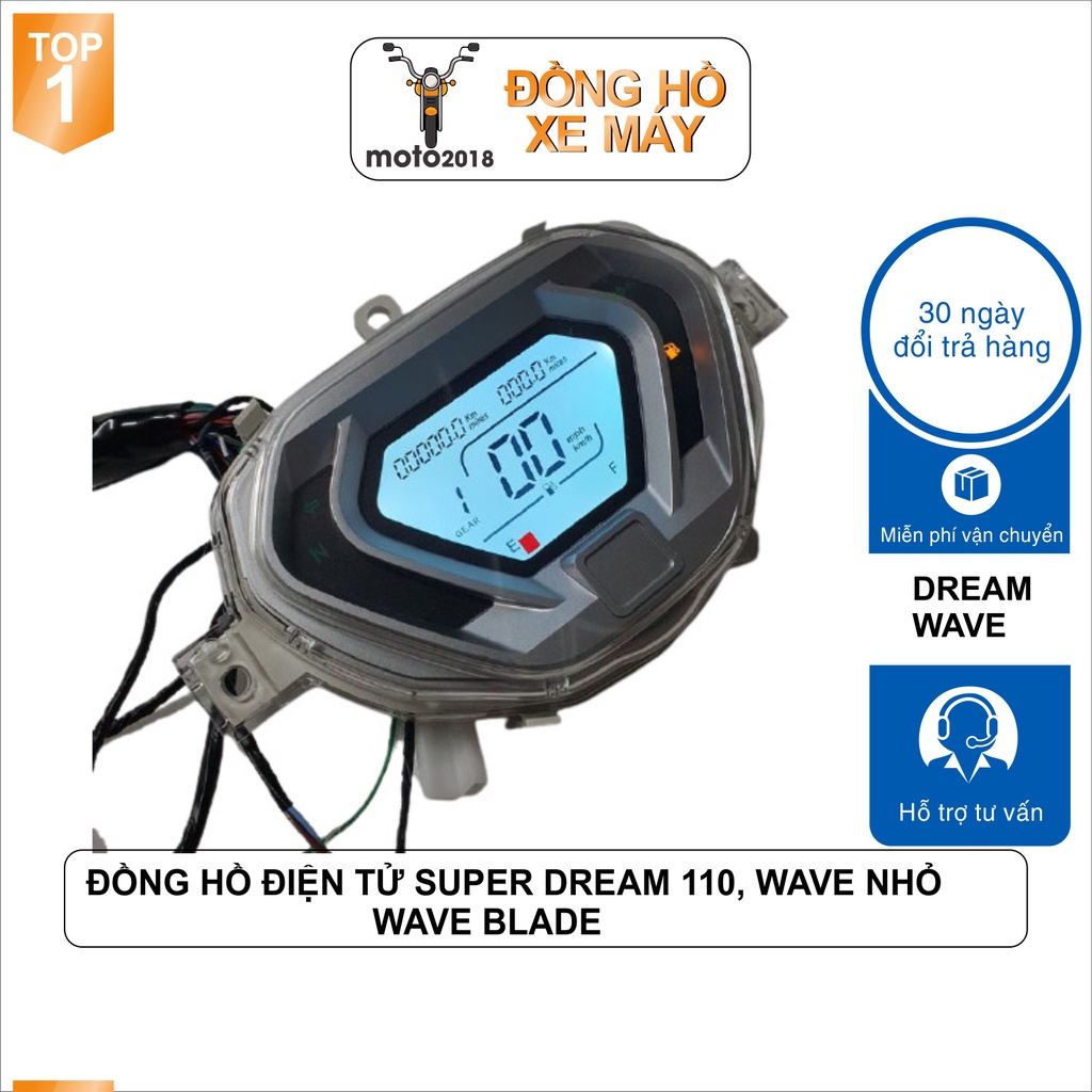 Đồng hồ điện tử cho xe Super Dream 110, Wave nhỏ, Wave Blade siêu chất - A2964