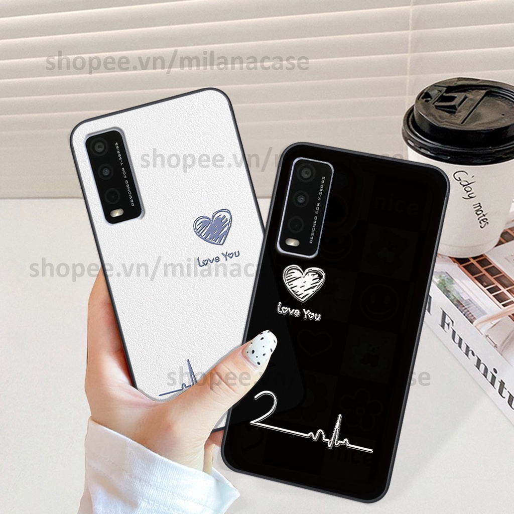 Ốp Vivo Y20 in hình caro trái tim siêu đẹp, siêu nét đầy phong cách cá tính