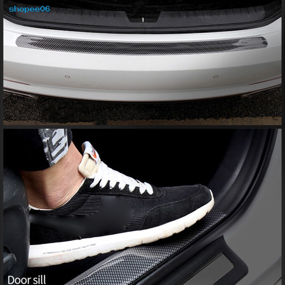 Miếng dán cửa xe hơi chống trầy xước bằng cao su sợi carbon 3x100cm