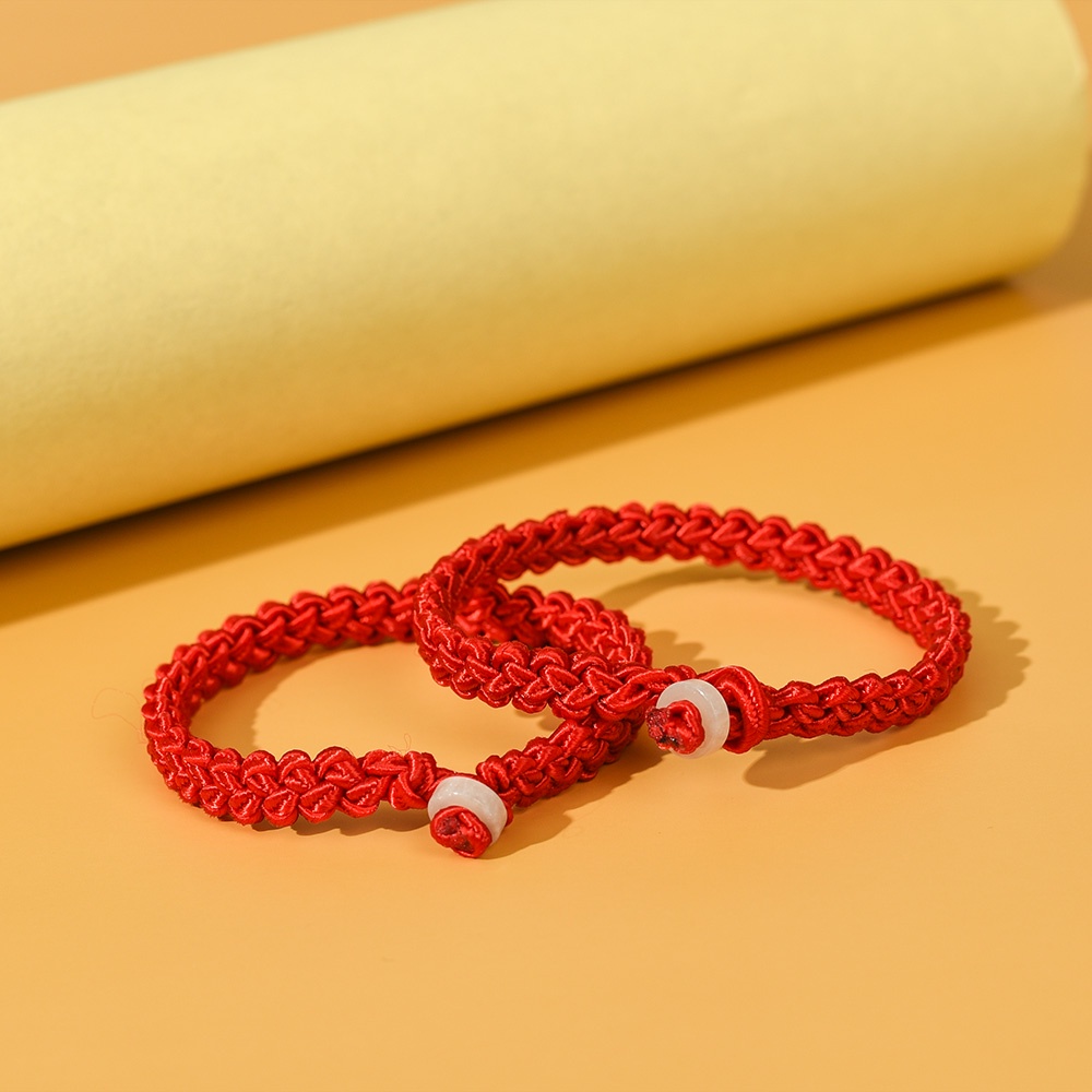 [Mới] 1 Vòng Tay Bện Dây Đỏ Đính Ngọc Bích Giả Khóa An Toàn Hợp Thời Trang Làm Quà Tặng Trang Sức Cho Nam Và Nữ