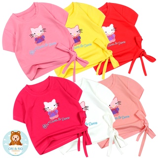 Áo thun bé gái cỡ Nhí cột nơ croptop tay ngắn thêu Kitty cho bé từ 8 kg đến 22 kg chất shop đẹp 05475-05486