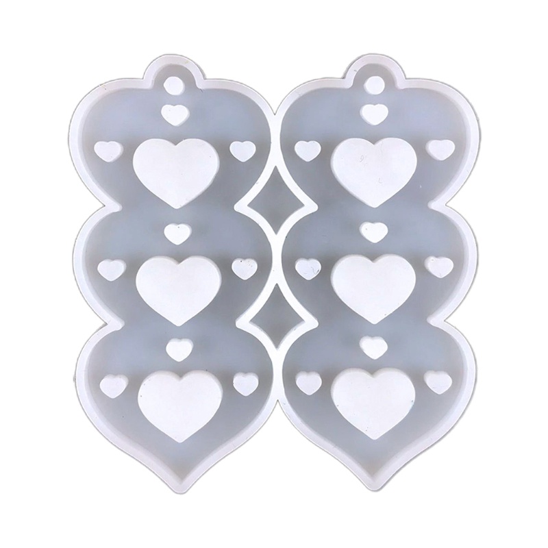 1 Khuôn Silicone Hình Trái Tim Làm Bông Tai DIY 6 Cái