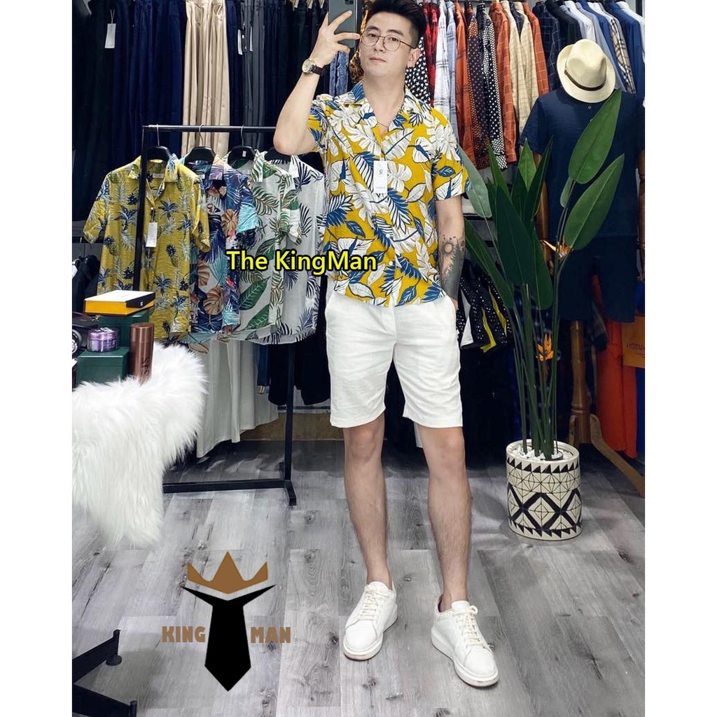 Áo đũi sơ mi, Áo đi biển họa tiết hoa lá Kingman | BigBuy360 - bigbuy360.vn