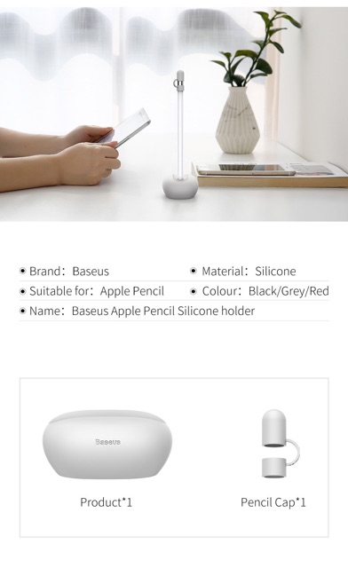 Đế  cắm dựng , giữ chống lăn rơi cho bút cảm ứng Apple Pencil chính hãng Baseus Pencil Silicone Holder kiêm chặn giấy