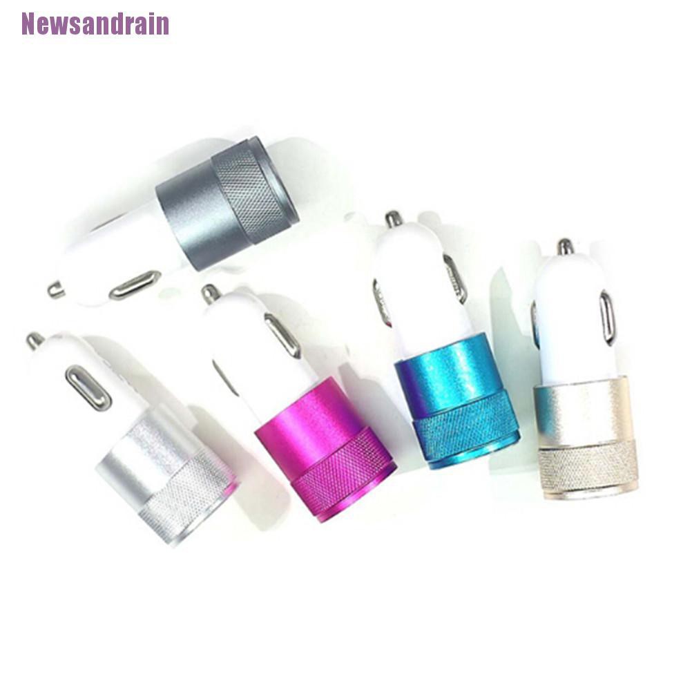 DC Củ Sạc Nhanh Newsandrainxdc 3.1a Mini 2 Cổng Usb Cho Điện Thoại Laptop Trên Xe Hơi