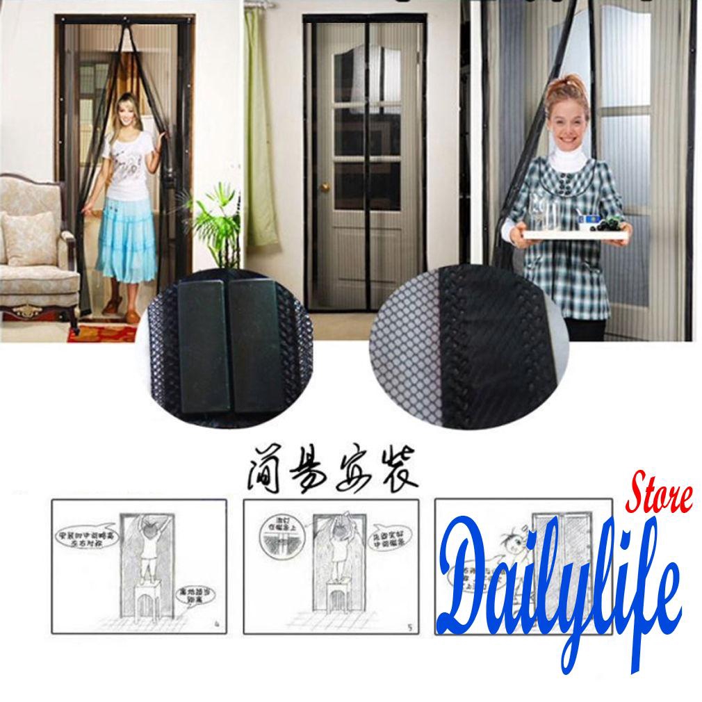 GXI-Mosquito Door Net Mesh Screen Bug Fly Pet Patio Hands Free Magnetic Magic