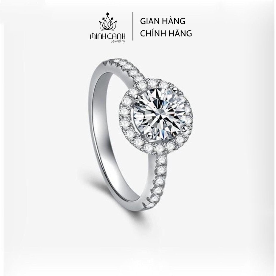 Nhẫn Bạc Nữ Minh Canh Jewelry Mặt Đá Tròn Viền Đá