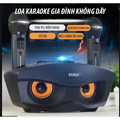 [Giá Sỉ] Loa không dây karaoke gia đình SD-306 tặng kèm 2 mic kết nối bluetooth hỗ trợ ghi âm tách lời - BH 6 tháng