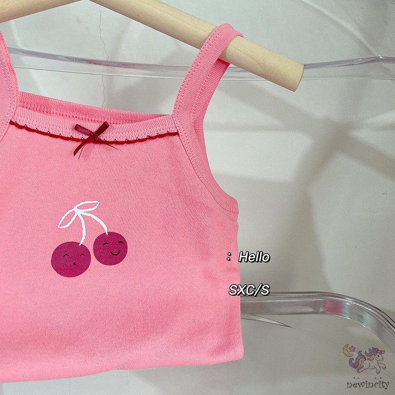 Áo Ba Lỗ Vải Cotton Thoáng Khí In Hoạt Hình Kiểu Hàn Quốc Thời Trang Mùa Hè Dành Cho Bé Gái