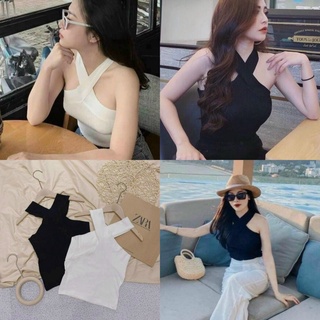 Áo 2 dây kiểu nữ mặc được 2 kiểu chất zip hàng đẹp co giãn SIKY 2S05