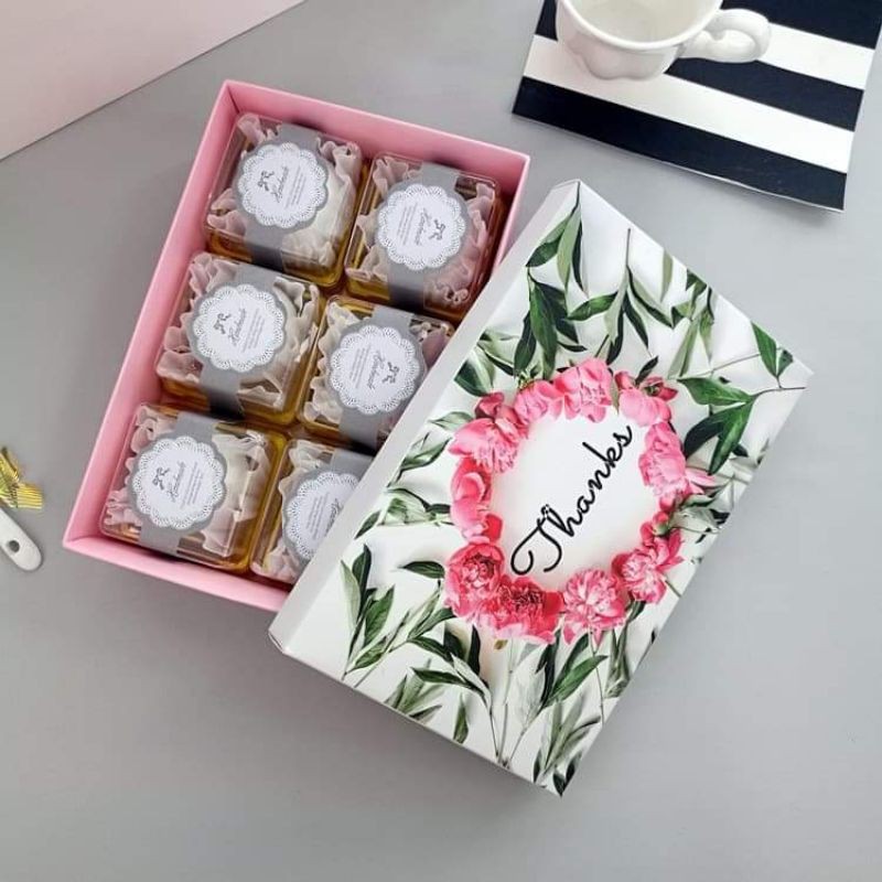 Set 10 hộp THANK YOU đựng bánh quy, kẹo Nougat, 6 bánh trung thu 50g