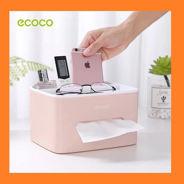 Hộp đựng khăn giấy Ecoco 20cm - hộp nhựa mini để bàn