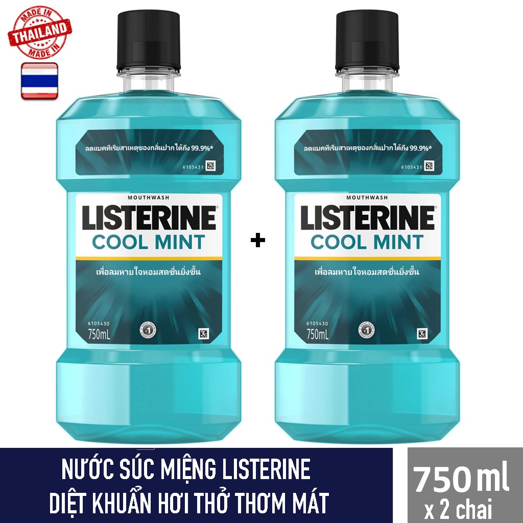 COMBO 2 CHAI NƯỚC SÚC MIỆNG LISTERINE - THÁI LAN - 750ml/chai
