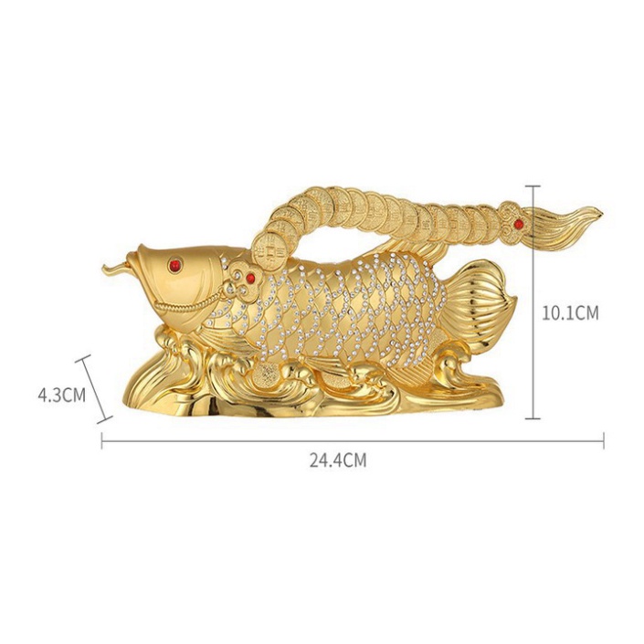 Tượng cá rồng vàng phong thủy trang trí nhùa cửa hoặc gắn taplo ô tô HC889