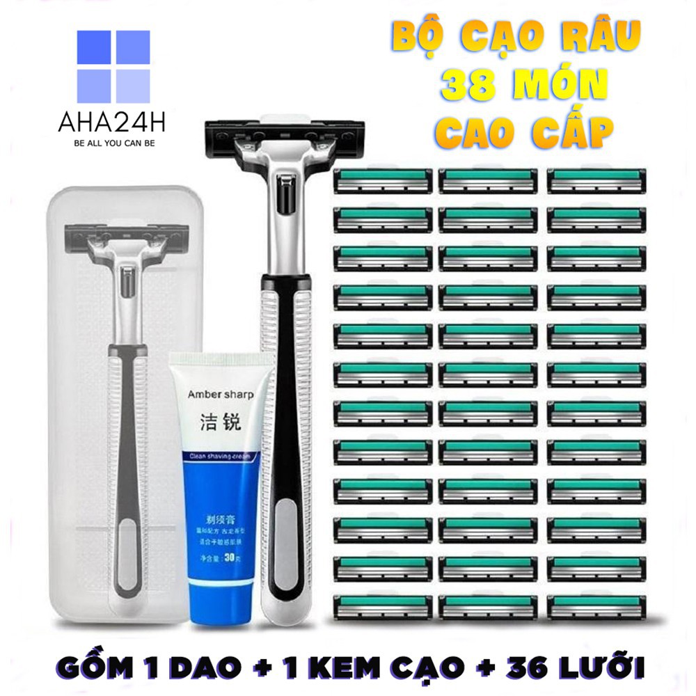 ⛔GIADUNGDUYLONG⛔ Bộ 36 lưỡi dao cạo râu (TẶNG KEM CẠO RÂU)