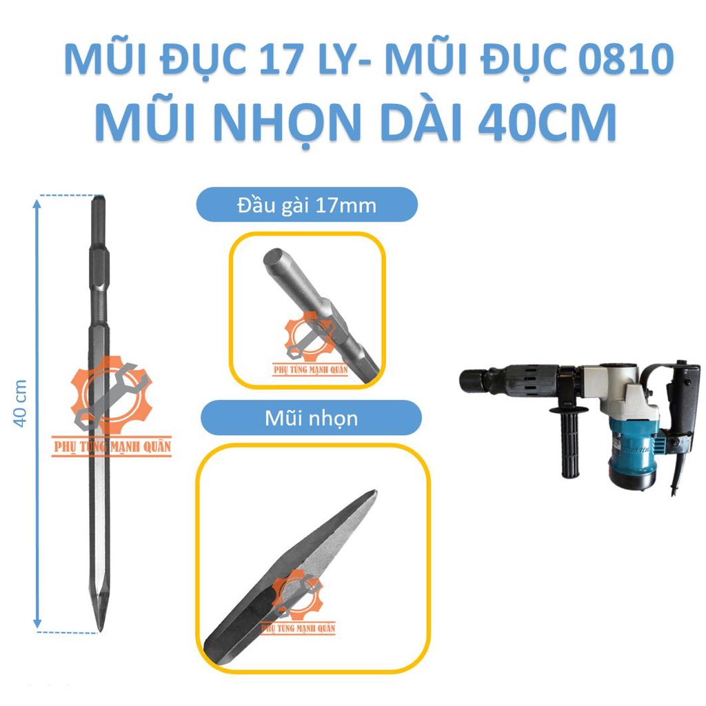 Mũi đục 0810 - Mũi đục 17 ly - mũi đục bê tông nhọn và dẹt
