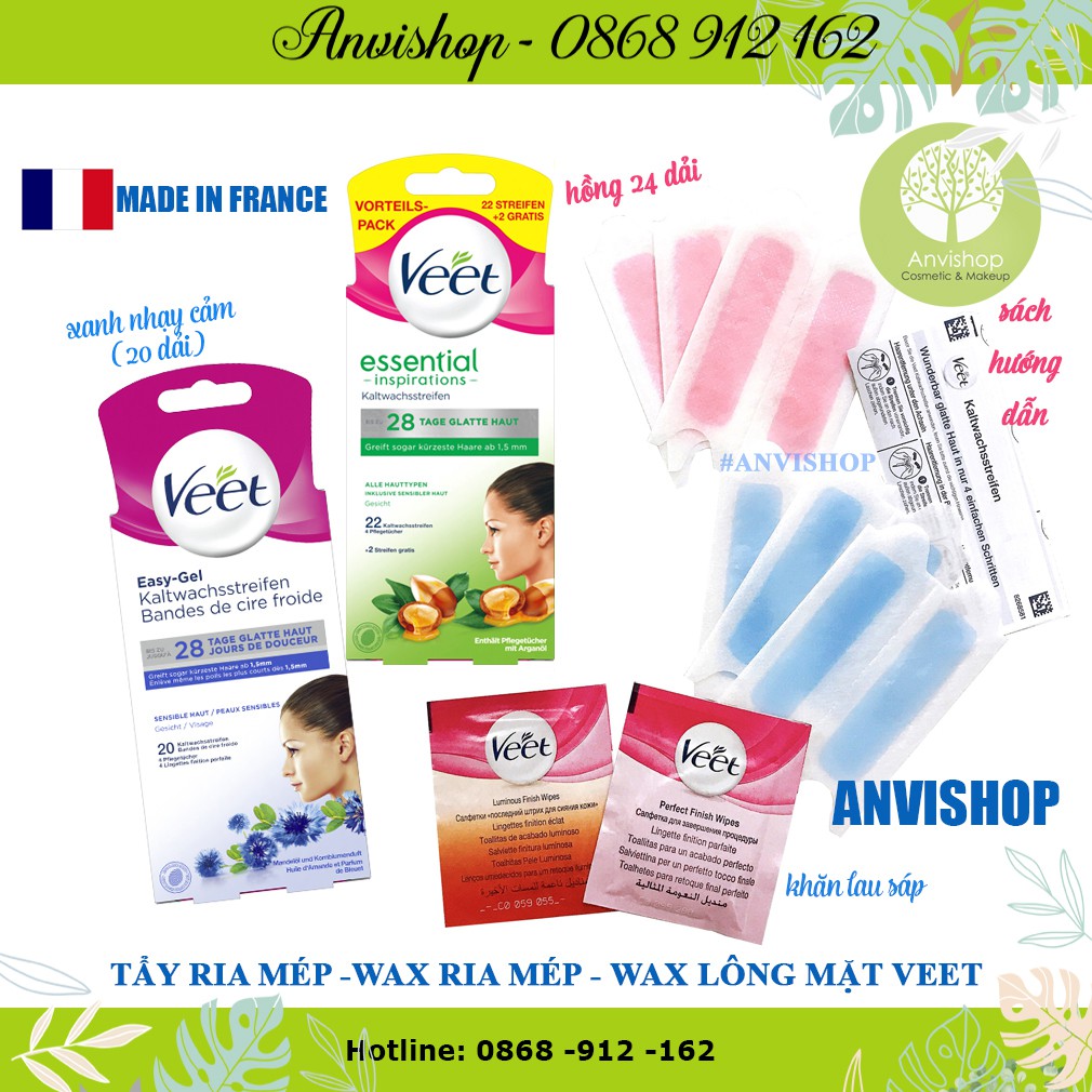 Wax ria mép Veet, Miếng wax tẩy lông mặt date 2023 ANVISHOP MM222 | BigBuy360 - bigbuy360.vn