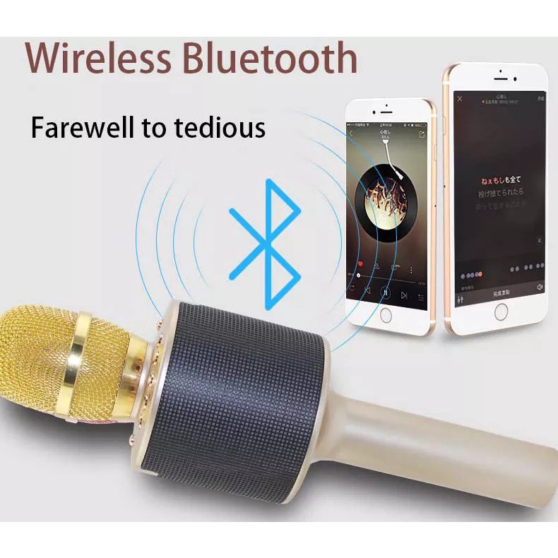 Micro karaoke bluetooth GrownTech YS 89 kiêm loa thu âm giọng nói echo bass vang BH 5 năm