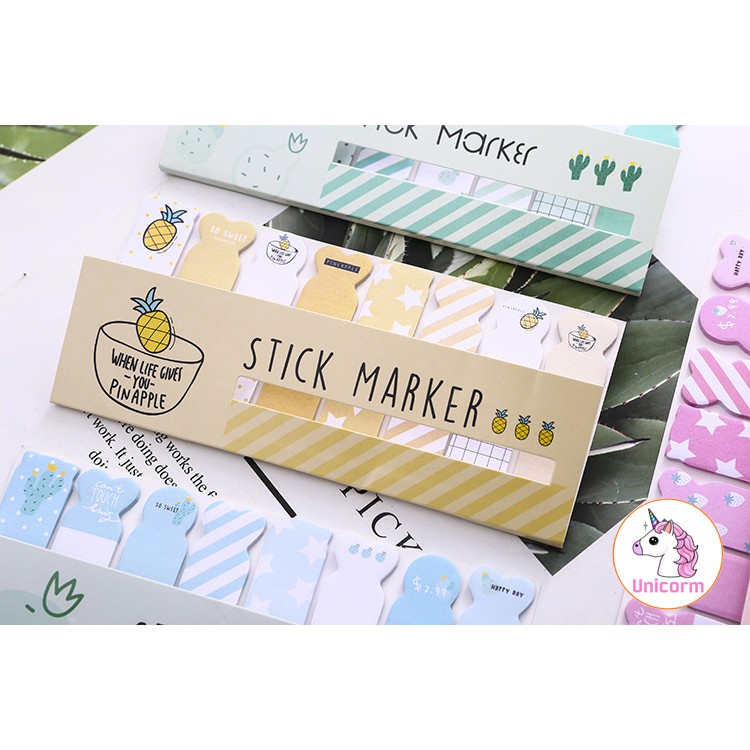 [set 170 tờ] giấy nhớ stick marker dễ thương, giấy note văn phòng