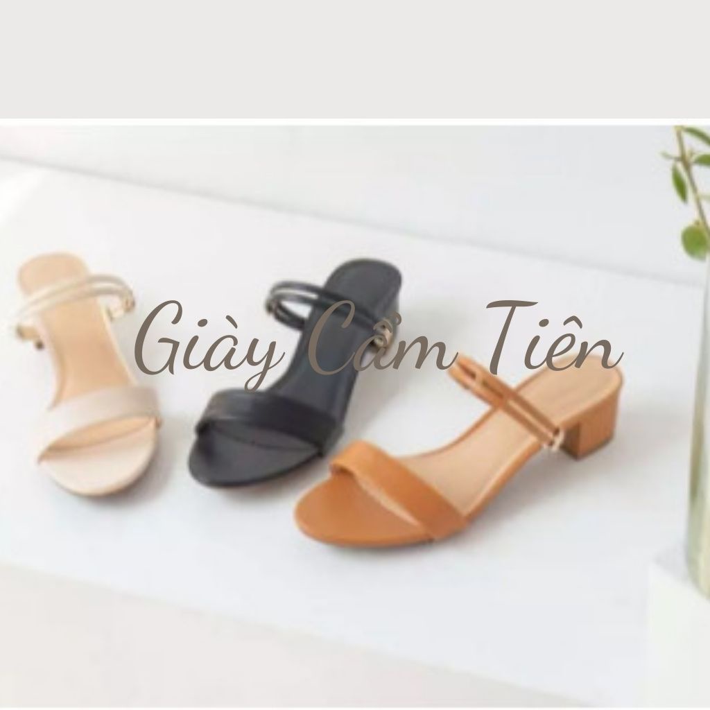 GIÀY CAO GÓT NỮ CẨM TIÊN ĐỄ VUÔNG 3 PHÂN QUAI ĐÍNH KHUYÊN XINH XẮN
