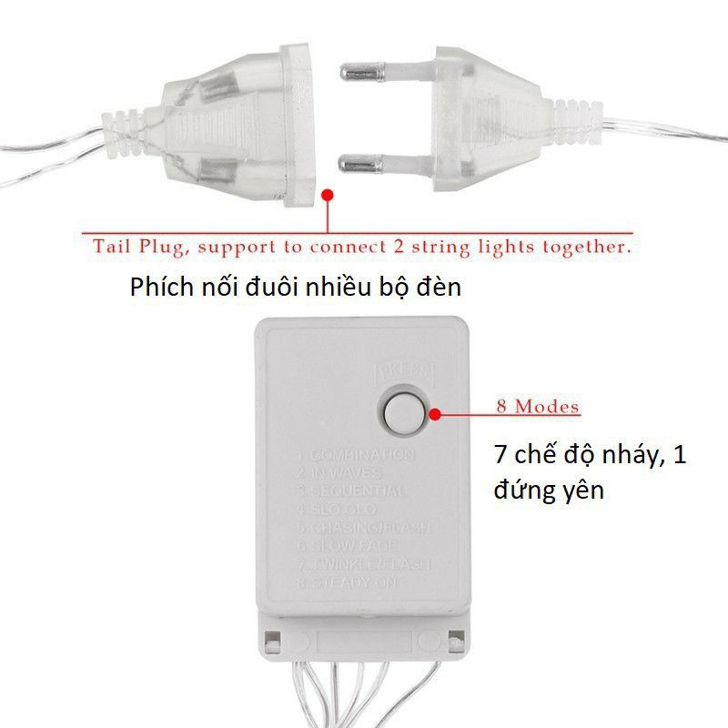 Đèn Led Trang Trí Rèm Thả 3,5M - 12 Bóng Đèn Tròn, Dây đèn Trang Trí Sân Vườn, Noel, Lễ Tết