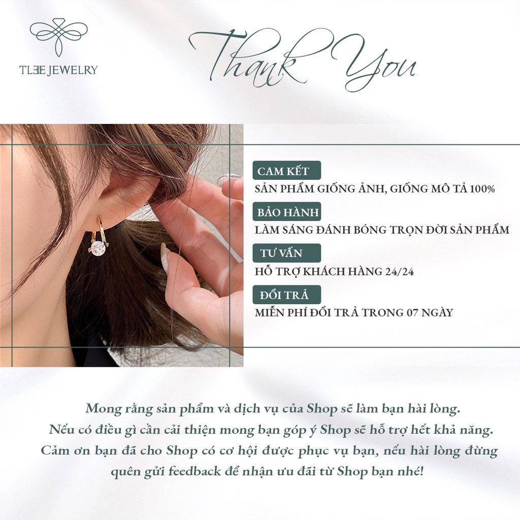 Khuyên tai bạc nữ TLEE Swings đính đá lấp lánh NCJ B0108
