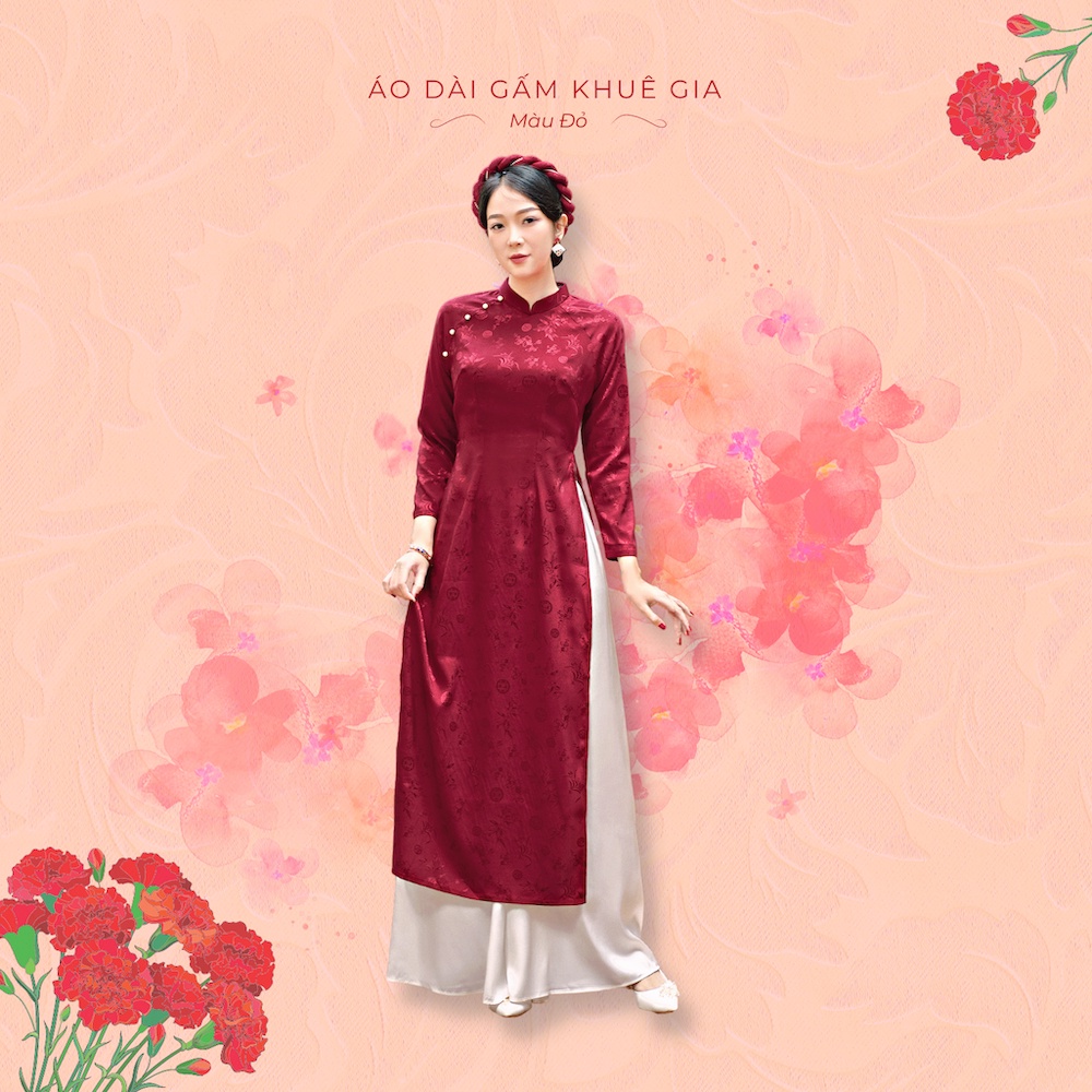 Sumire Store Áo dài Truyền thống Gấm Khuê Gia - Đỏ