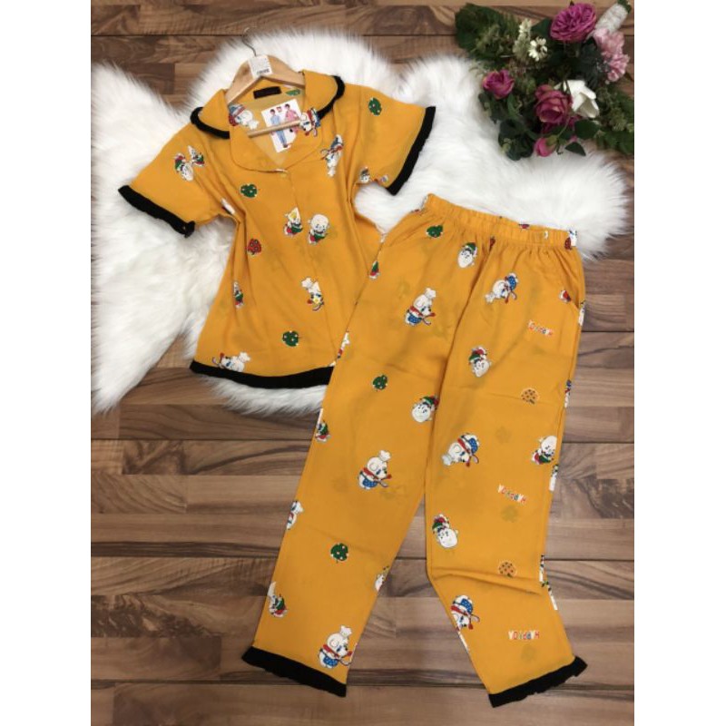 Đồ bộ pijama dài vải lụa thời trang