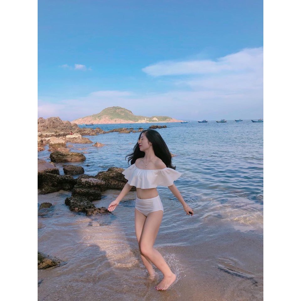 Đồ Bơi Nữ Hai Mảnh Trễ Vai Gợi Cảm, Set Bikini Đi Biển Ngang Bèo Hai Màu [Ảnh Chụp Thật] - OS029