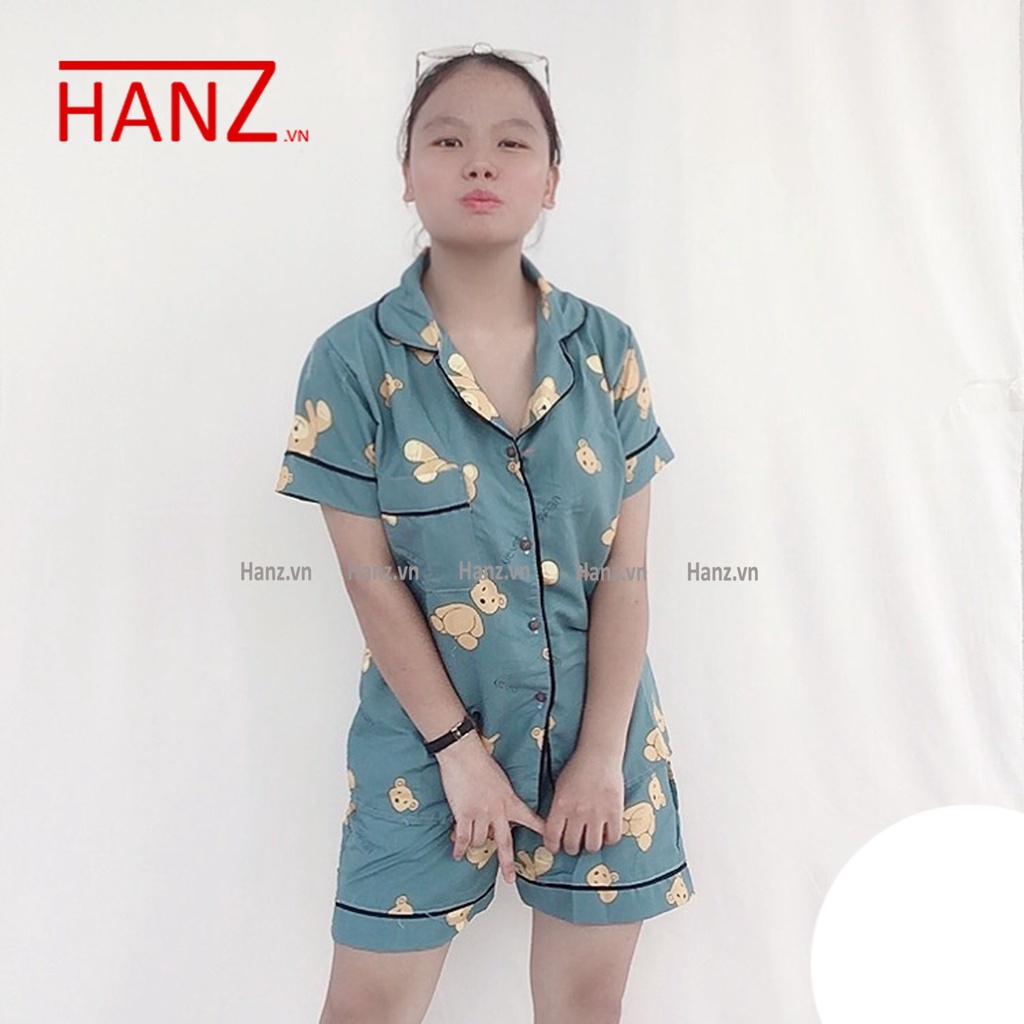 Bộ đồ ngủ nữ pijama cộc đùi bộ mặc nhà chất kate cao cấp thái thoải mái dễ thương giá rẻ Hanz.vn H23