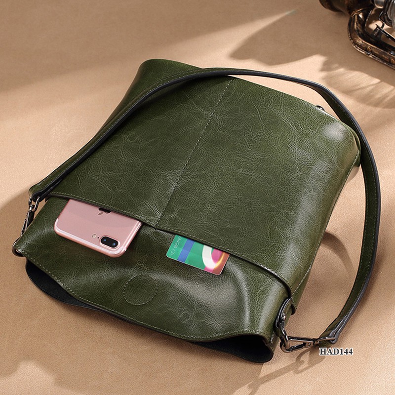 Samdo: Túi da thật cao cấp phong cách Hàn Quốc -  Chính hãng Huada - da trơn trẻ trung công sở đi làm, đi chơi HAD144