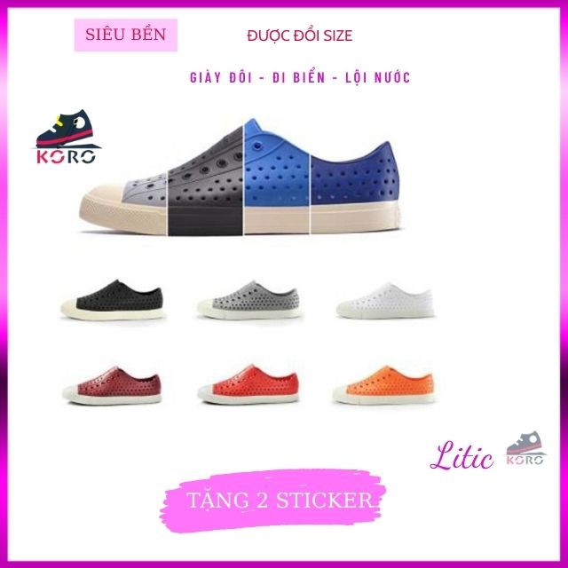 Giày sục nam nữ đi mưa giày nhựa siêu nhẹ chống trượt siêu bền tặng kèm sticker dễ t