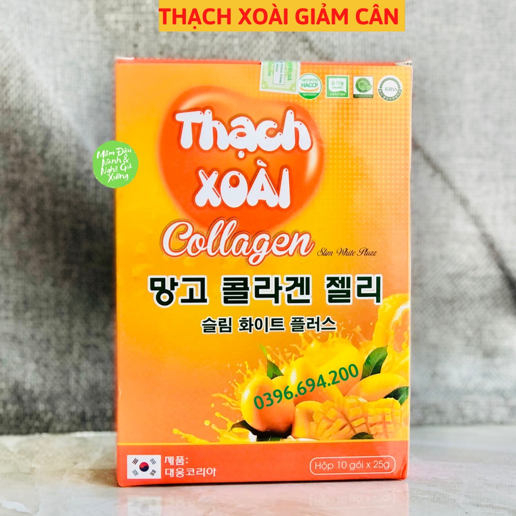 COMBO 3 HỘP, Thạch xoài collagen chính hãng,hộp 10 gói thạch xoài hỗ trợ giảm cân làm đẹp da hiệu quả