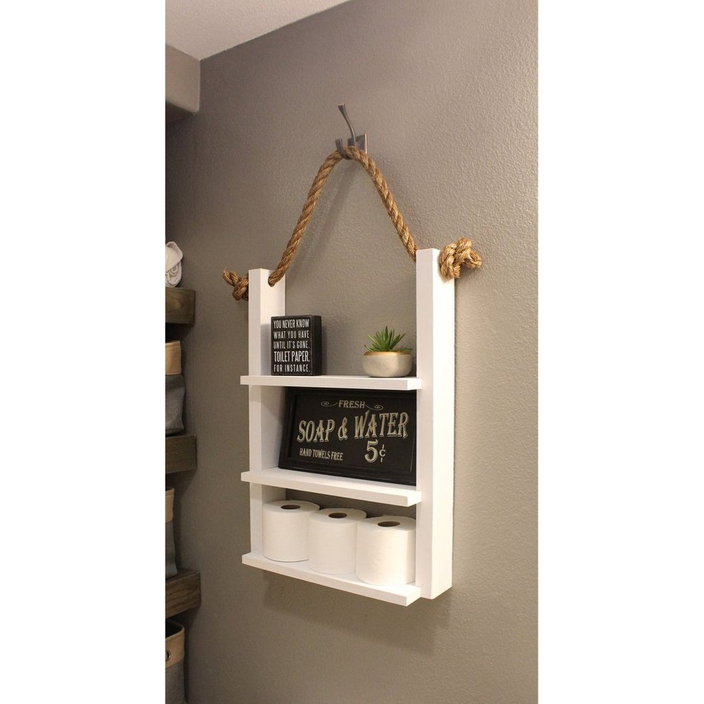 Kệ treo tường bằng gỗ decor nhà bếp, phòng tắm, kệ gia vị đa năng - Gỗ Nâu