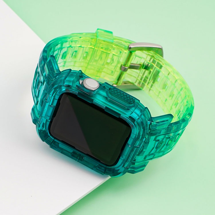 Ốp Silicone Trong Suốt Màu Gradient Cho Apple Watch Series 8 7 6 5 4 3 2 1 SE Iwatch 38mm 40mm 41mm 42mm 44mm 45mm